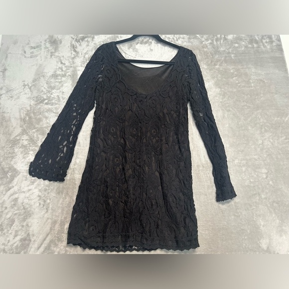 Fire Witchy Long Sleeve Lace Mini Dress Women’s Medium Black Goth - Picture 2 of 7